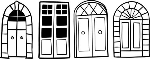 Simple Door Doodle Set for Design and Architecture vector