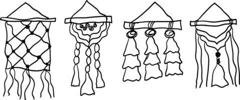 Simple Macrame Doodles for Handmade Creations vector
