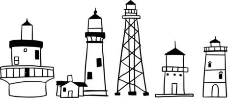 Cute Lighthouse Icons for Ocean and Beach Projects vector