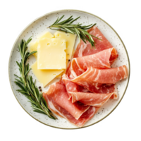 Tasty Ham and Cheese Slices Garnished with Fresh Rosemary transparent background png