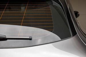 Back view of gray car window for sticker mockup photo