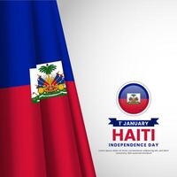 Haiti independence day square banner background template with waving flag vector