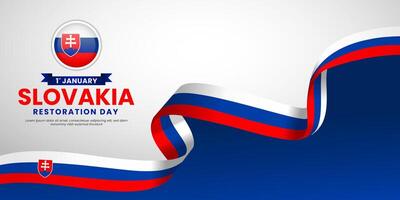 Slovakia Independence day background design with waving ribbon flag and copy space area vector