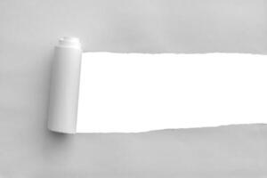 White torn paper rolled edge with space isolated on white background photo