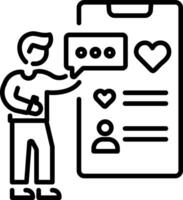 App scrolling icon of a person in line style vector