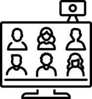 Virtual team communication icon in line style vector