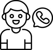 A linear icon of a person doing phone call vector