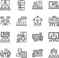 Set of Linear Style Online Communication Icons vector