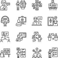 Set of Linear Style Discussion Icons vector