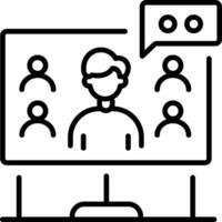 Digital chat among different peoples, line style icon vector