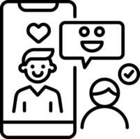 A line icon of online interaction between two characters vector