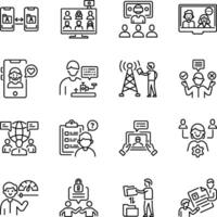 Set of Linear Style Online Conversation Icons vector