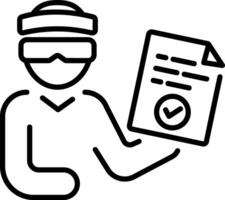 A line icon of a person cleared the blindfold test vector