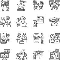 Set of Linear Style Speaking Character Icons vector
