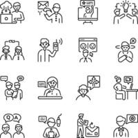 Collection of Linear Style Collaboration Icons vector