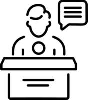 A linear icon of a man giving a speech vector