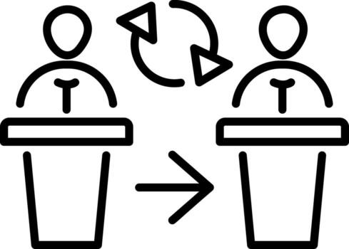 Debate competition icon in linear style vector