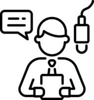 A linear icon of a narrator vector
