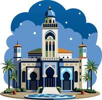 A flat style illustration of modern mosque building vector