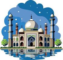 Arab mosque architecture, flat style illustration vector