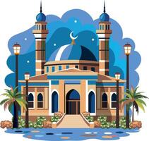 A flat illustration depicting blue mosque vector
