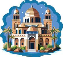 A flat style illustration of beautiful egypt mosque vector