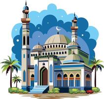 A flat style illustration of beautiful traditional masjid vector