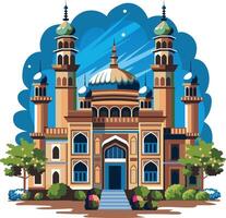 Grand masjid architecture, flat style illustration vector