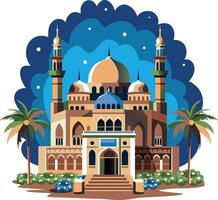 A flat style illustration of a masjid building vector