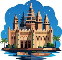 Mali mosque flat illustration vector