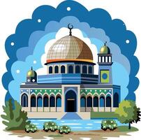 A flat style illustration depicting al aqsa mosque vector