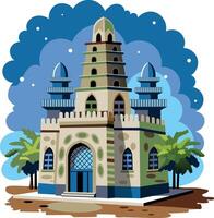 A flat style illustration of modern masjid architecture vector