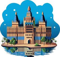 Flat illustration depicting djenne mosque architecture vector