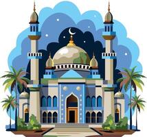 Flat style illustration of a beautiful mosque vector