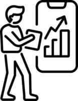 A line icon of a person following trends vector
