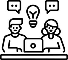 Brainstorming icon in linear style vector