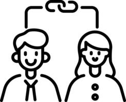 People linking icon in linear style vector