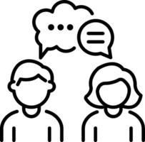 Dialogue between two persons, linear style icon vector