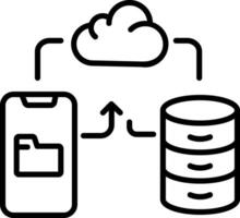 A linear icon of cloud storage vector