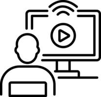 A person watching online streaming, linear icon vector