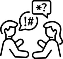 A line icon of an argument between two characters vector