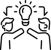 A line icon of idea exchange among two characters vector