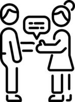 Greeting icon of two characters in line style vector