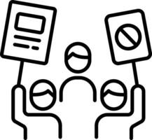 Activist holding placards icon in linear style vector