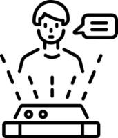 Hologram communication icon in linear style vector