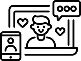 Romantic chat icon in line style vector