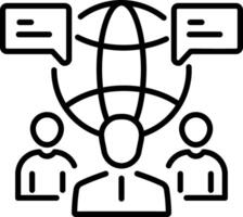 Global communication icon in linear style vector