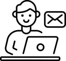 A person typing email, line style icon vector