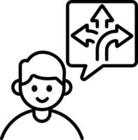 A linear icon of a person giving directions vector