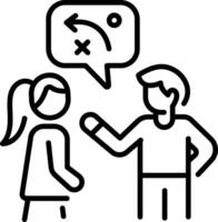 A line icon of strategic chat between two characters vector